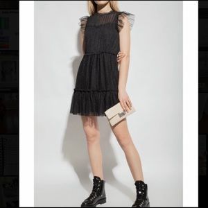 NWT All Saints Perri Dress Metallic Black Sparkle